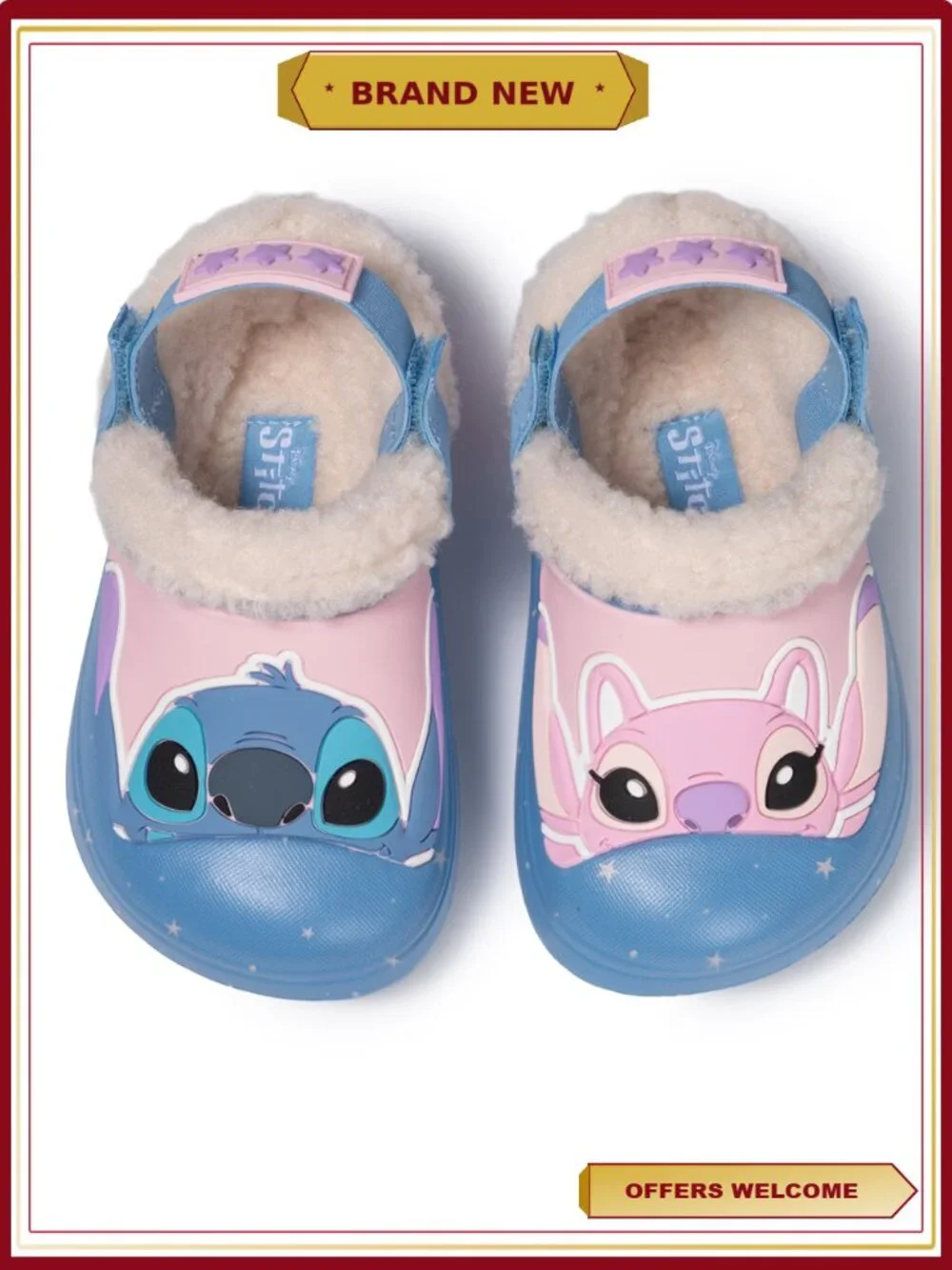 Toddler Stitch Faux Fur Lined Clog with Secure Backstrap, Slip-On, Ventilated,